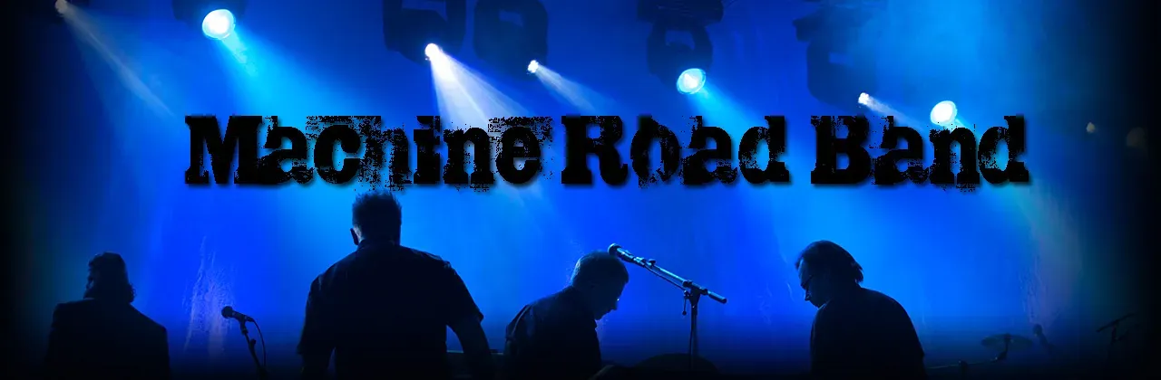 Machine Road Bandin vanhan sivuston sinisävyinen lavabanneri